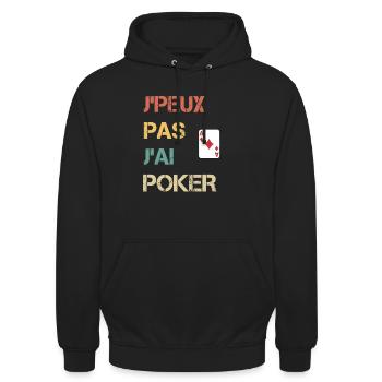 Ich kann nicht ich Poker Geschenk Spieler - Unisex Hoodie - Schwarz - Vorne - Alina (178cm) & Michal (187cm)