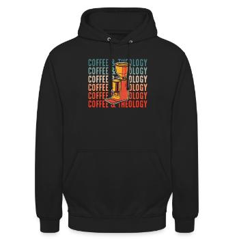 Theology Coffee & Theology Theologian Religious - Unisex Hoodie - black - Front - Alina (178cm) & Michal (187cm)