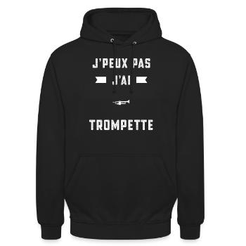 je peux pas j'ai trompette trompetiste cadeau - Sweat-shirt à capuche unisexe - noir - Devant - Alina (178cm) & Michal (187cm)