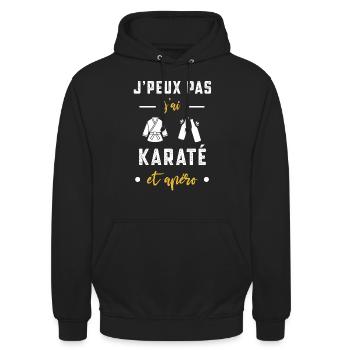 je peux pas j'ai karaté karategi apéro humour - Sweat-shirt à capuche unisexe - noir - Devant - Alina (178cm) & Michal (187cm)