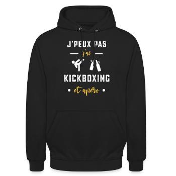 je peux pas j'ai kickboxing apéro humour - Sweat-shirt à capuche unisexe - noir - Devant - Alina (178cm) & Michal (187cm)