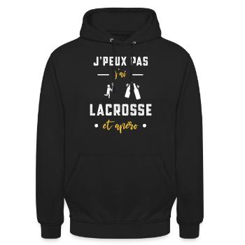 je peux pas j'ai lacrosse apéro humour - Sweat-shirt à capuche unisexe - noir - Devant - Alina (178cm) & Michal (187cm)