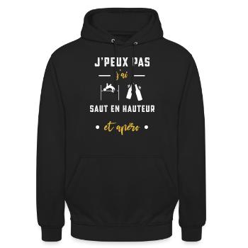 je peux pas j'ai saut en hauteur apéro humour - Sweat-shirt à capuche unisexe - noir - Devant - Alina (178cm) & Michal (187cm)