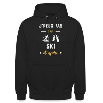 je peux pas j'ai ski apéro humour - Sweat-shirt à capuche unisexe - noir - Devant - Alina (178cm) & Michal (187cm)