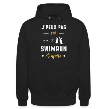 je peux pas j'ai swimrun apéro humour - Sweat-shirt à capuche unisexe - noir - Devant - Alina (178cm) & Michal (187cm)