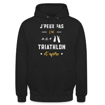 je peux pas j'ai triathlon apéro humour - Sweat-shirt à capuche unisexe - noir - Devant - Alina (178cm) & Michal (187cm)