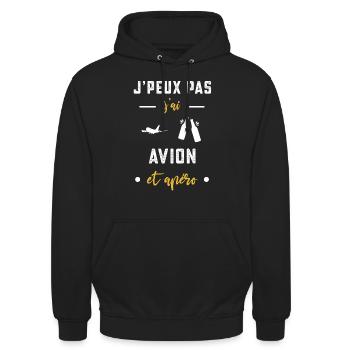 je peux pas j'ai avion apéro humour - Sweat-shirt à capuche unisexe - noir - Devant - Alina (178cm) & Michal (187cm)