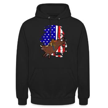 Taureaux équitation rodéo cadeau - Sweat-shirt à capuche unisexe - noir - Devant - Alina (178cm) & Michal (187cm)