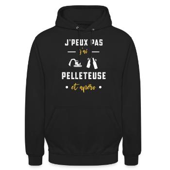 je peux pas j'ai pelleteuse apéro humour - Sweat-shirt à capuche unisexe - noir - Devant - Alina (178cm) & Michal (187cm)