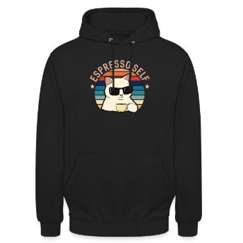 Espresso Self Loves Coffee Bean Barista Caféine - Sweat-shirt à capuche unisexe - noir - Devant - Alina (178cm) & Michal (187cm)