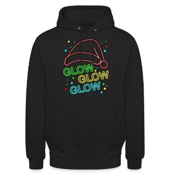 Glow Glow Glow Chapeau de Père Noël lumineux - Sweat-shirt à capuche unisexe - noir - Devant - Alina (178cm) & Michal (187cm)