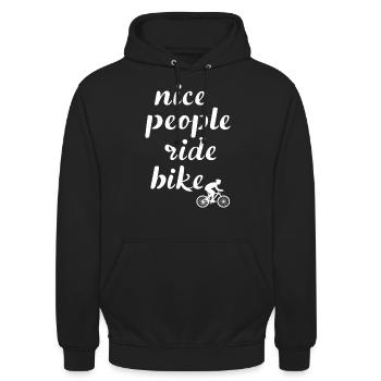 Nice People Ride Bike Fahrradsport Spruch Zitat - Unisex Hoodie - Schwarz - Vorne - Alina (178cm) & Michal (187cm)