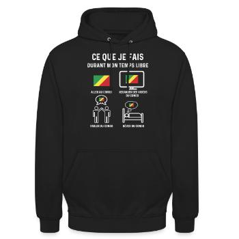 congo Brazzaville temps libre cadeau - Sweat-shirt à capuche unisexe - noir - Devant - Alina (178cm) & Michal (187cm)