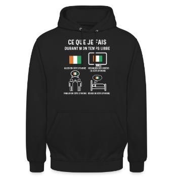 côte d'ivoire temps libre cadeau - Sweat-shirt à capuche unisexe - noir - Devant - Alina (178cm) & Michal (187cm)