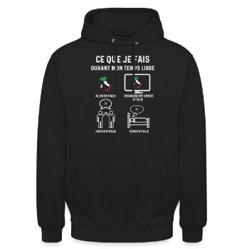 italie temps libre cadeau - Sweat-shirt à capuche unisexe - noir - Devant - Alina (178cm) & Michal (187cm)