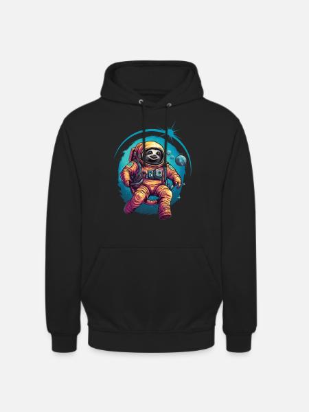 Sloth Astronaut Space Space Gift - Unisex Hoodie - black