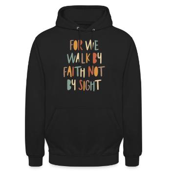 Walk by Faith Inspirational Christian Quote - Unisex Hoodie - black - Front - Alina (178cm) & Michal (187cm)