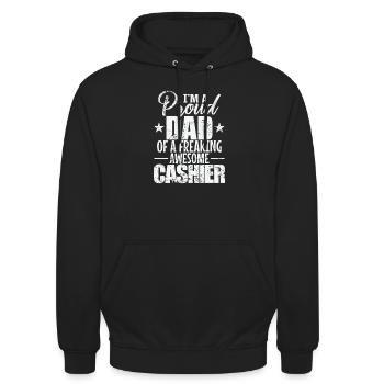 I'm a proud Dad of a freaking awesome Cashier - Unisex Hoodie - black - Front - Alina (178cm) & Michal (187cm)