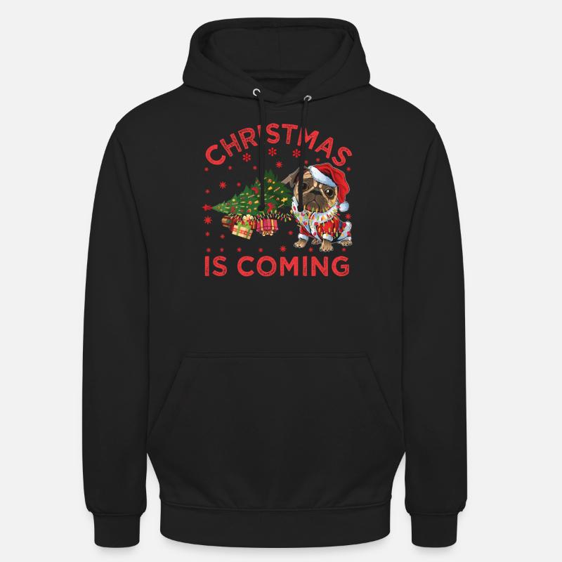 Noël arrive version chien - Sweat-shirt à capuche unisexe - noir