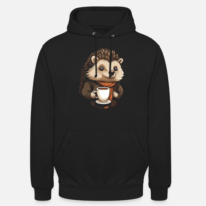 Café hérisson - Sweat-shirt à capuche unisexe - noir