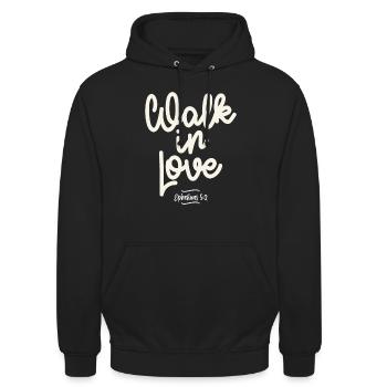 Walk in Love - Ephesians 5:2 Christian Quote - Unisex Hoodie - black - Front - Alina (178cm) & Michal (187cm)