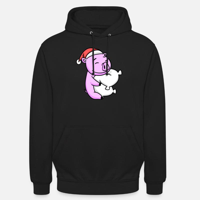 Cochon Mignon Fatigué Noël - Sweat-shirt à capuche unisexe - noir