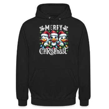 MERRY ChristMAST - Weihnachtsgans Festtagsessen - Unisex Hoodie - Schwarz - Vorne - Alina (178cm) & Michal (187cm)