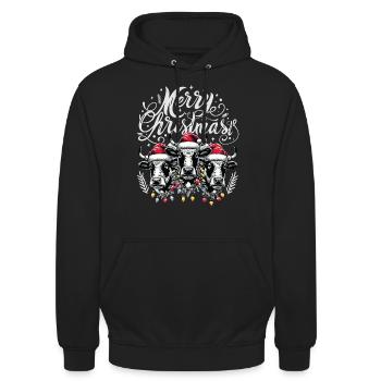 MERRY ChristMAST - Weihnachtsbraten Rinder Essen - Unisex Hoodie - Schwarz - Vorne - Alina (178cm) & Michal (187cm)