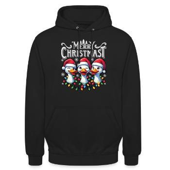 MERRY ChristMAST - Weihnachtsgans Festtagsessen - Unisex Hoodie - Schwarz - Vorne - Alina (178cm) & Michal (187cm)