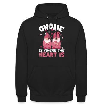 Valentinstag-Geschenk 14. Februar Zwerg Garten - Unisex Hoodie - Schwarz - Vorne - Alina (178cm) & Michal (187cm)