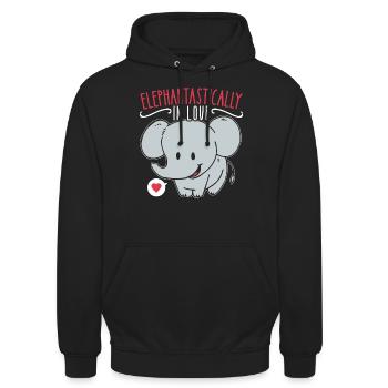 14. Februar Valentinstags-Geschenk Süsser Elefant - Unisex Hoodie - Schwarz - Vorne - Alina (178cm) & Michal (187cm)