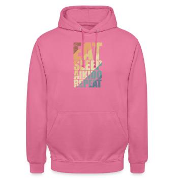 Eat Sleep Aikido Repeat Kampfsport - Unisex Hoodie - Pink - Vorne - Alina (178cm) & Michal (187cm)