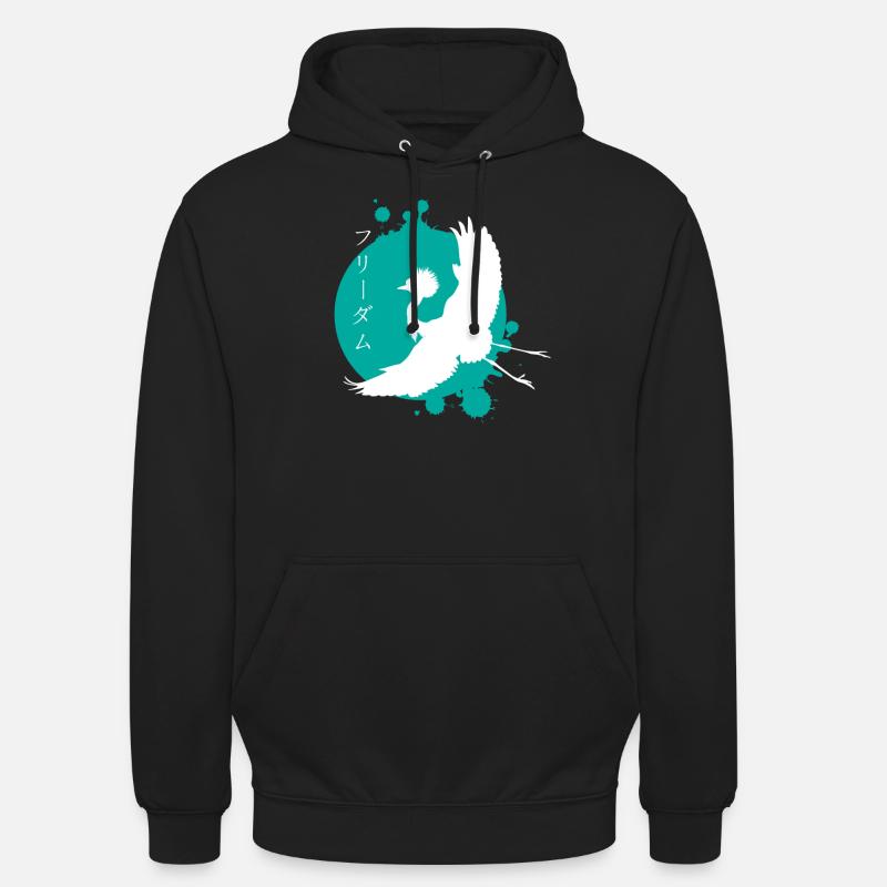 Kranich Dynamik & Schriftzeichen Kunst - Unisex Hoodie - Schwarz