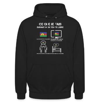 temps libre Nouvelle Calédonie - Sweat-shirt à capuche unisexe - noir - Devant - Alina (178cm) & Michal (187cm)