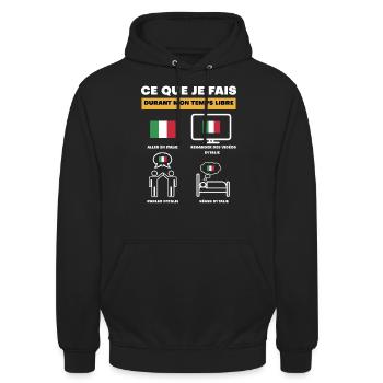 italie drapeau durant temps libre - Sweat-shirt à capuche unisexe - noir - Devant - Alina (178cm) & Michal (187cm)