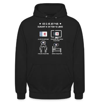 Geschenk Aquitanien Gratis-Zeitreise - Unisex Hoodie - Schwarz - Vorne - Alina (178cm) & Michal (187cm)
