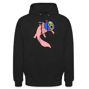 Lucha Libre Axolotl Luchador - Sweat-shirt à capuche unisexe - noir - Devant - Alina (178cm) & Michal (187cm)