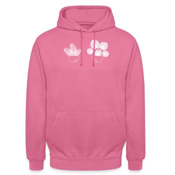 Green Duo Flower Pot Cozy Home - Unisex Hoodie - pink - Front - Alina (178cm) & Michal (187cm)