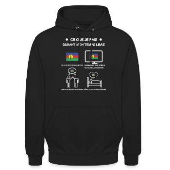 Neukaledonien kostenloses Zeitreise-Geschenk - Unisex Hoodie - Schwarz - Vorne - Alina (178cm) & Michal (187cm)