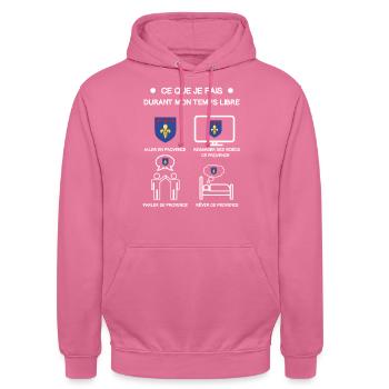 Provence Geschenk kostenlose Zeitreise - Unisex Hoodie - Pink - Vorne - Alina (178cm) & Michal (187cm)