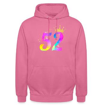 52. Geburtstag Geschenkidee Für 52 Jahre Alt Zum - Unisex Hoodie - Pink - Vorne - Alina (178cm) & Michal (187cm)