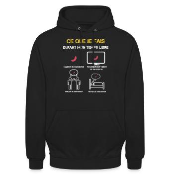 cadeaux temps libre saucisson - Sweat-shirt à capuche unisexe - noir - Devant - Alina (178cm) & Michal (187cm)
