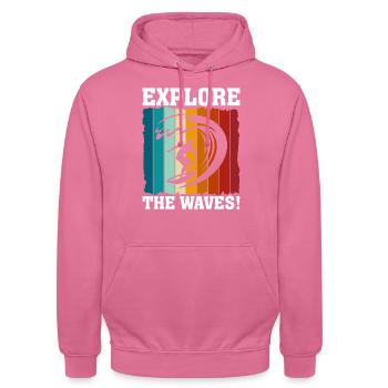 Erkunde die Wellen! - Unisex Hoodie - Pink - Vorne - Alina (178cm) & Michal (187cm)