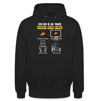 cadeau pizza temps libre - Sweat-shirt à capuche unisexe - noir - Devant - Alina (178cm) & Michal (187cm)