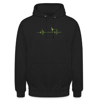 Herzschlaglinie mit Ballerina im Ballet - Unisex Hoodie - Schwarz - Vorne - Alina (178cm) & Michal (187cm)