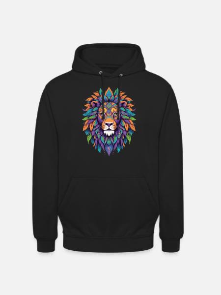 Spirituele Leeuw Mandala Power Animal Design - Uniseks hoodie - zwart