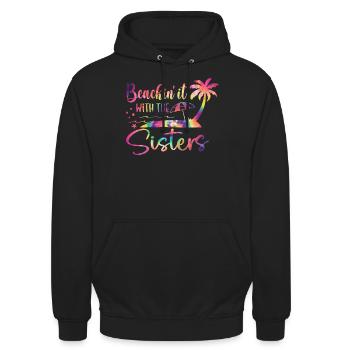 S’échouer avec le voyage des sœurs - Sweat-shirt à capuche unisexe - noir - Devant - Alina (178cm) & Michal (187cm)