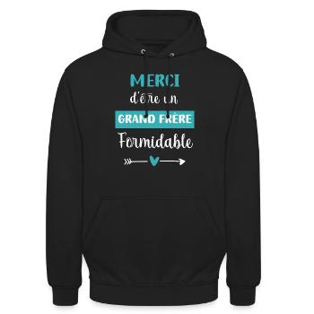 merci grand frère formidable - Sweat-shirt à capuche unisexe - noir - Devant - Alina (178cm) & Michal (187cm)