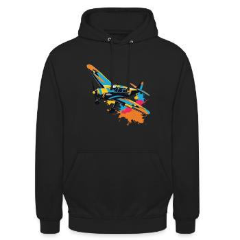Modellflugzeug Pilot Flugzeug Hobby Ästhetisch - Unisex Hoodie - Schwarz - Vorne - Alina (178cm) & Michal (187cm)