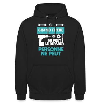 Big Brother DIY Handyman Funny Humor - Unisex Hoodie - black - Front - Alina (178cm) & Michal (187cm)
